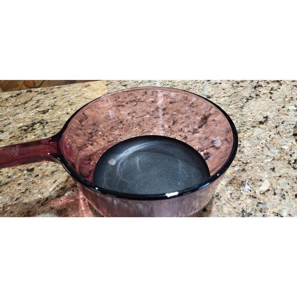 Vintage Cranberry Visions Sauce Pan With Amber Lid - Picture 15 of 16